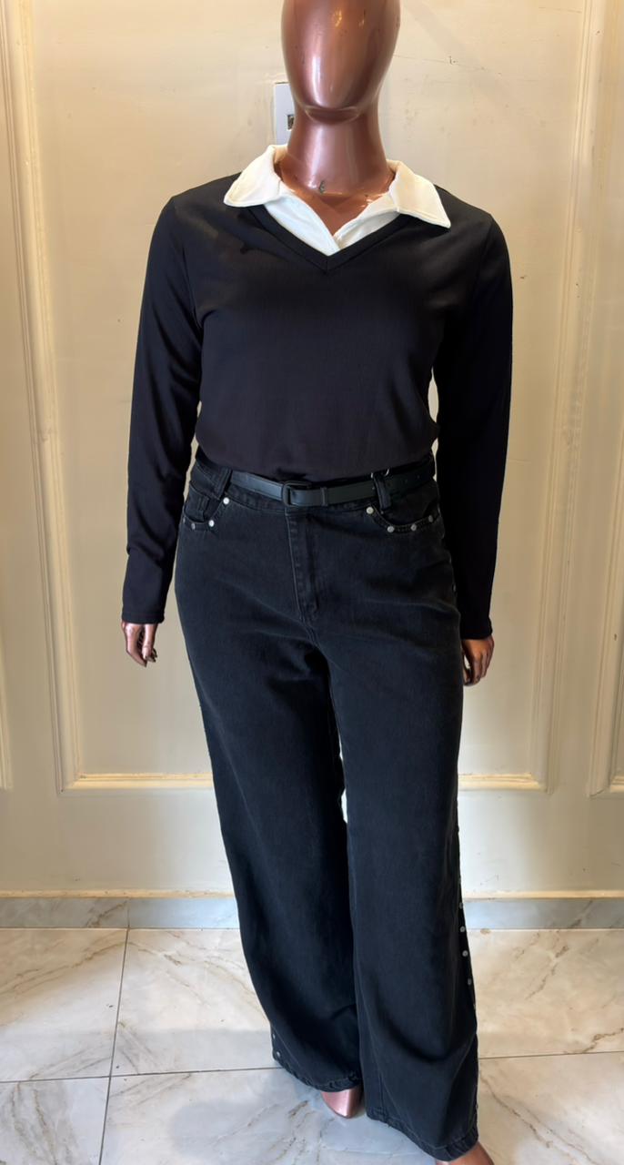 CALÇA WIDE LEG ILHÓS