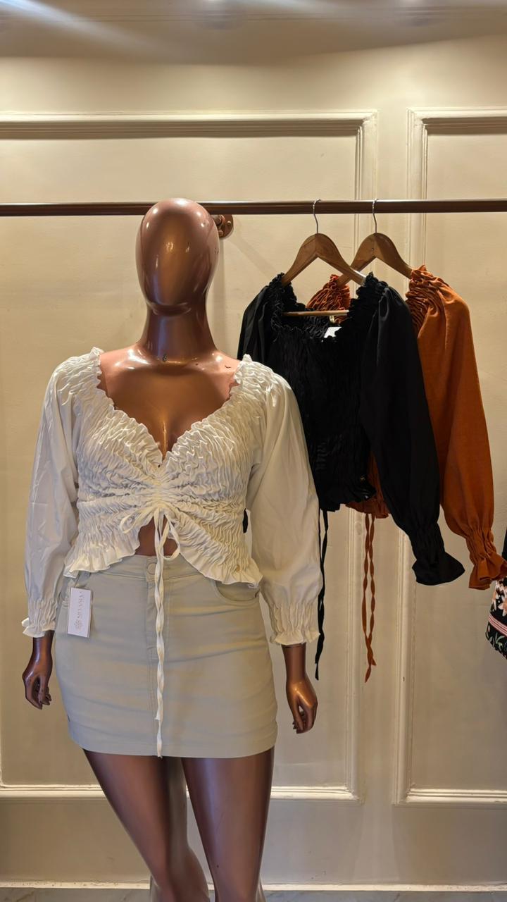 CROPPED MANGA LONGA BRUNA