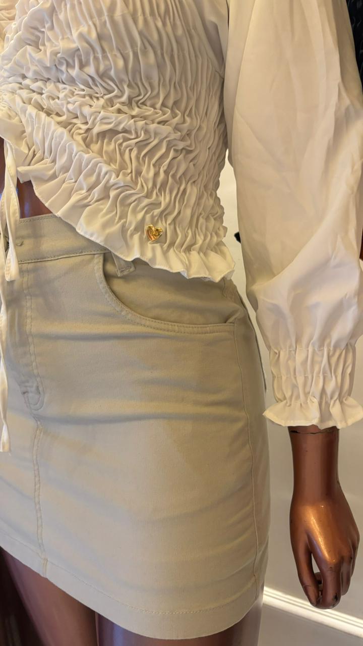 CROPPED MANGA LONGA BRUNA