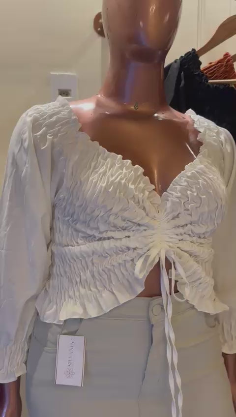 CROPPED MANGA LONGA BRUNA